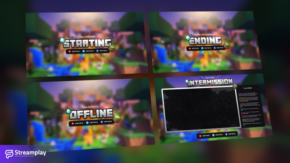 Minecraft Animated Stream Package Streamplay Graphics