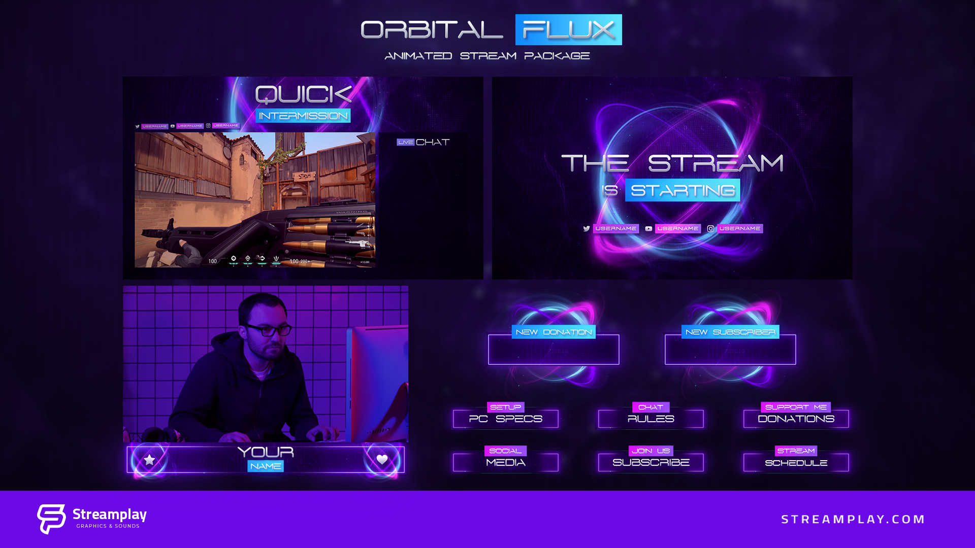 Orbital Flux Animated Stream Package - Streamplay Graphics