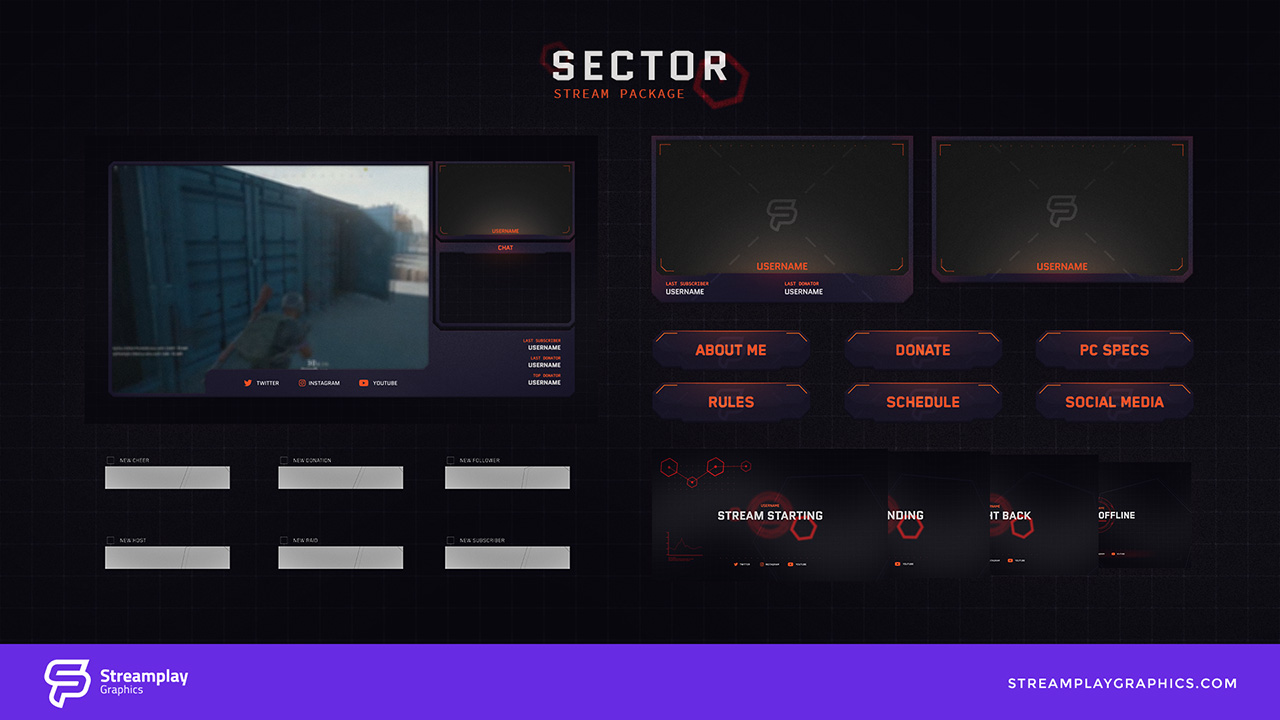 sector twitch webcam overlay package