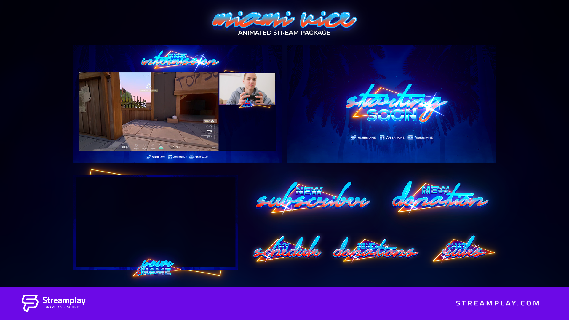 Miami Reloaded Animated Stream Package Streamplay Graphics