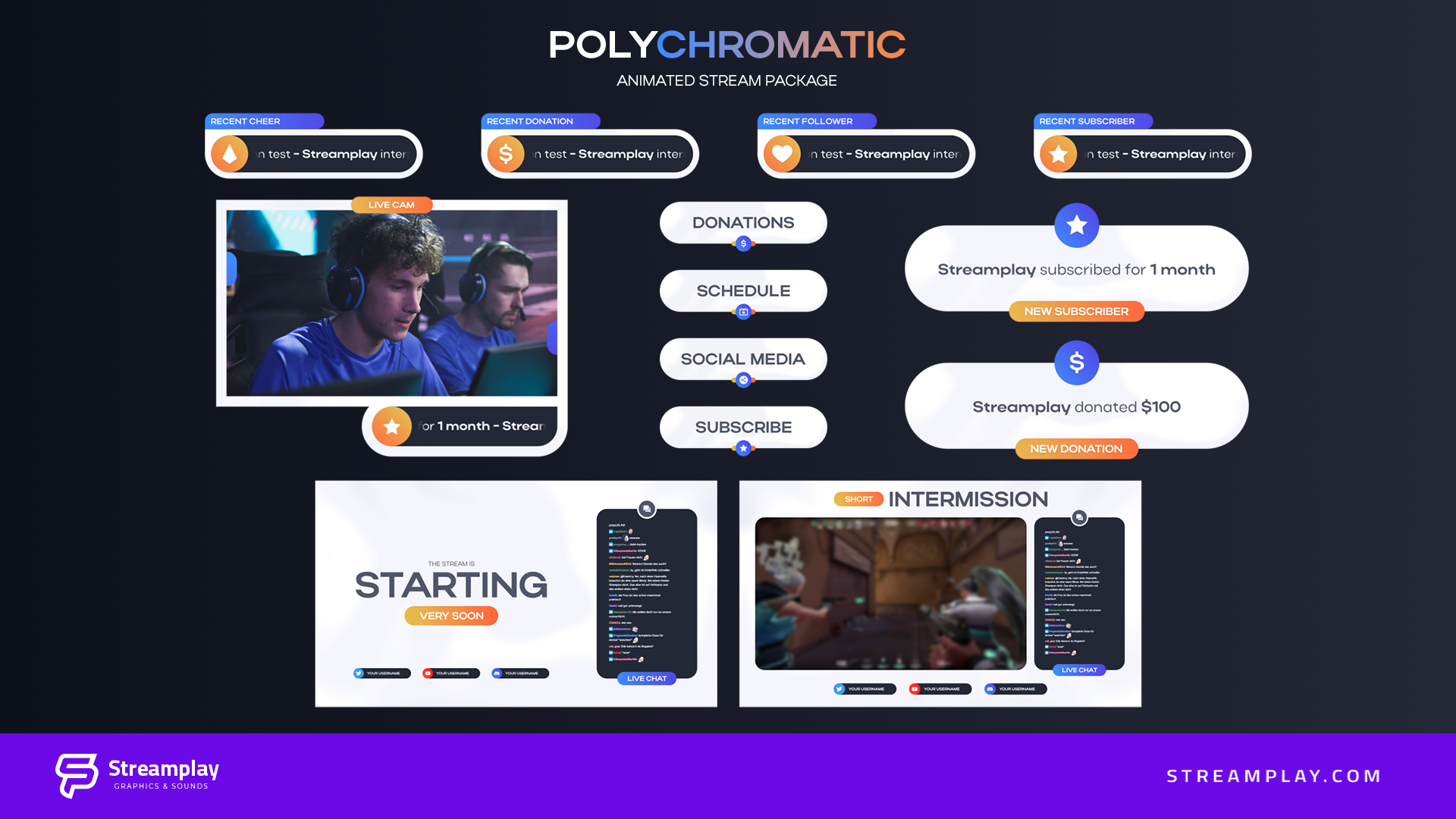 Polychromatic Animated Stream Package Streamplay Graphics